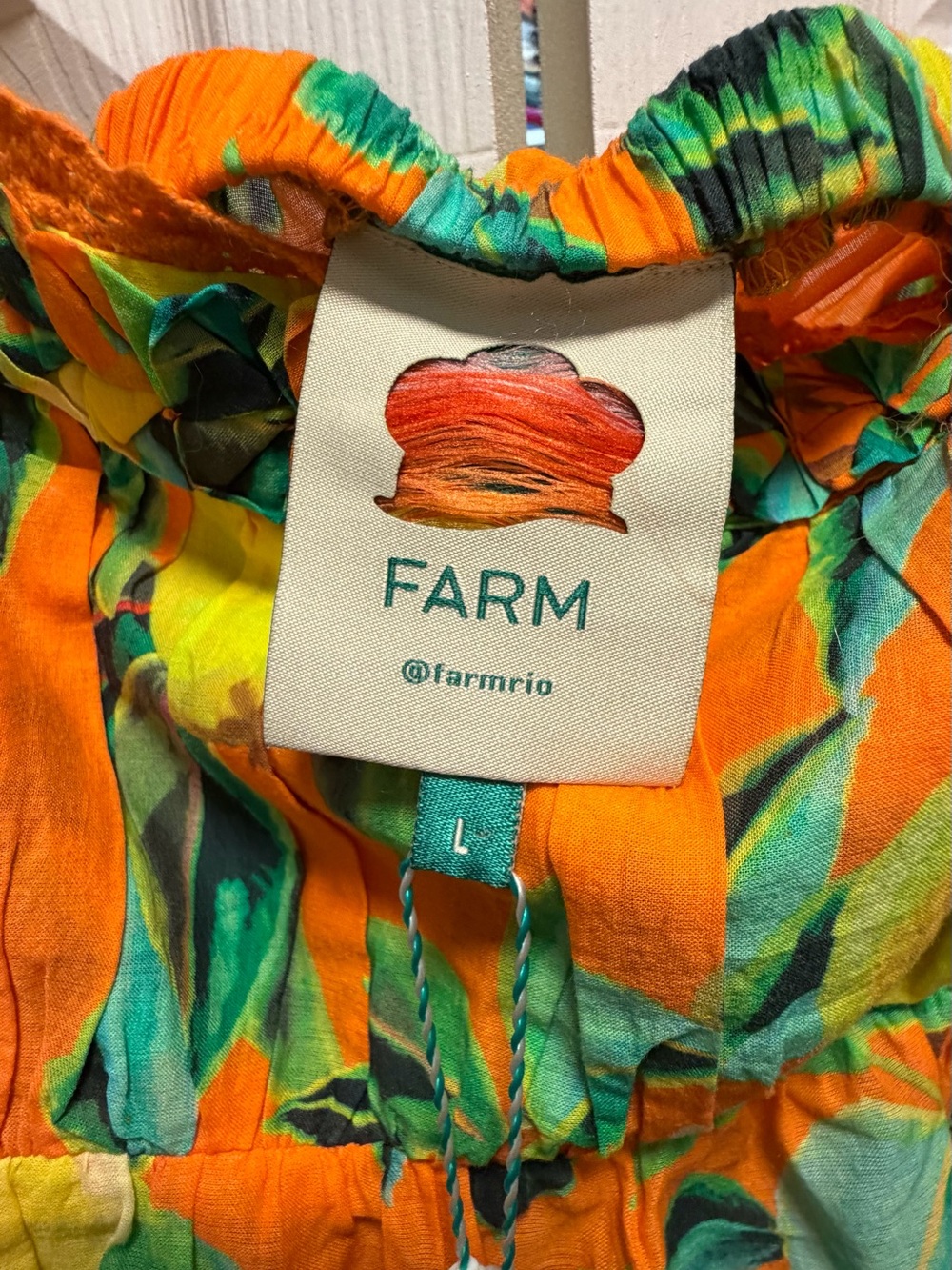 Farm Rio Women’s Orange Lemon-Print Puff Sleeve Top - L - Picture 2 of 5